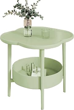 2-Tiers Coffee Table End Table Small Sofa End Table Simple Side Table Cafe Table Accent Bedside Table Storage Nightstand Tea Table for Living Room, Save SpacesGreen