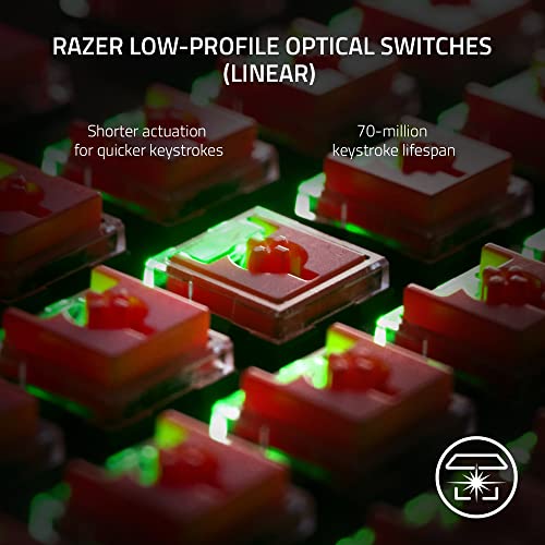 Image of Razer DeathStalker V2 Pro TKL Wireless Gaming Keyboard: Low Profile Optical Switches Linear Red - HyperSpeed Wireless & Bluetooth - Chroma RGB - Up to 200 Hr Battery Snap Tap - White
