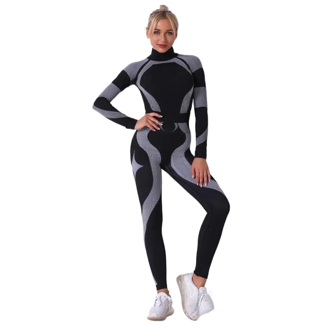 Conjuntos Térmicos Para Mujer Traje de ropa interior térmica for mujer, conjuntos de ropa interior deportiva térmica de secado rápido for otoño e invierno, Calzoncillos largos for Fitness y gimnasia f