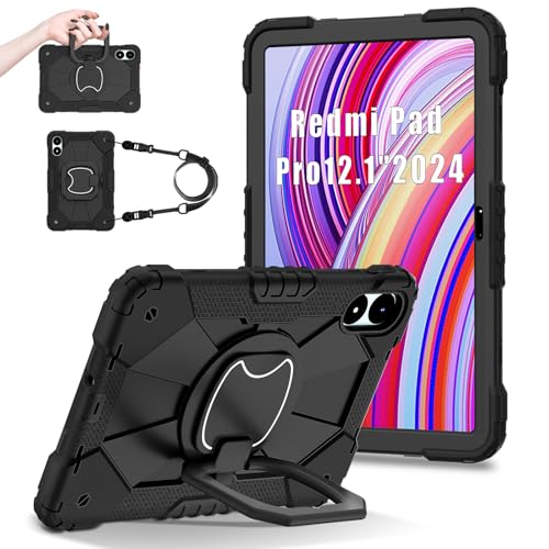 Coque Redmi Pad Pro et Poco Pad 12.1 antichoc avec porte-stylet noire