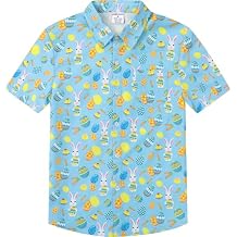 COSLAND Boys Cotton Shirt Button Down Top, Kids Novelty T-Shirt, 2T-Large