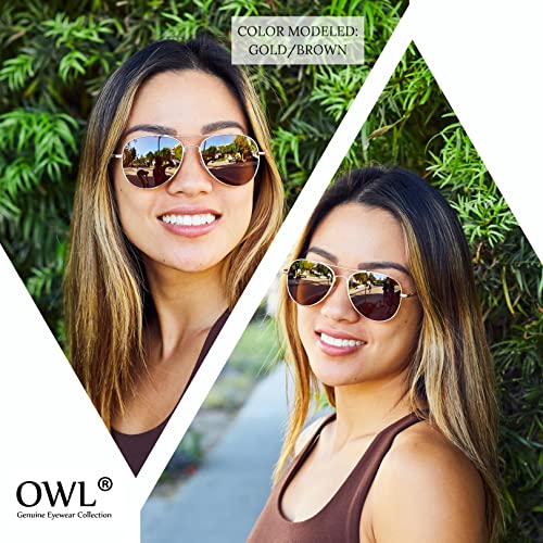OWL Aviator Sunglasses Womens Mens Spring Hinges Mirror and Smoke Lens with Metal Colorful Frame2