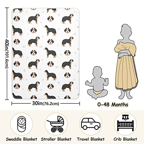 Image of Swaddle Blanket Bernedoodle Dog Cotton Blanket for Infants, Receiving Blanket, Lightweight Soft Swaddling Blanket for Crib, Stroller, Nursery Blankets, 30X40 in