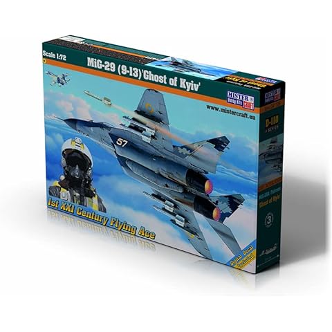 Mistercraft Modellbausatz MIG-29 (9-13) Ghost of Kiev Maßstab 1:72, Plastikbausatz, Bausatz zum Zusammenbauen, Inklusive Klebstoff, Kunststoffmodell, Bauanleitung, 264mmx220mm Cover