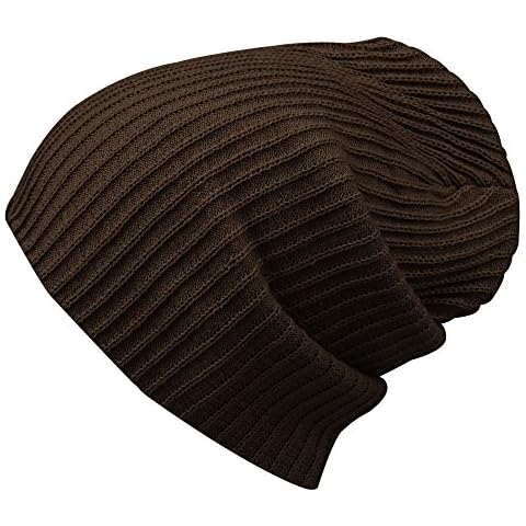 Morehats Corduroy Knit Slouchy Beanie Winter Warm Ski Skater Hip-hop Hat - Brown Cover