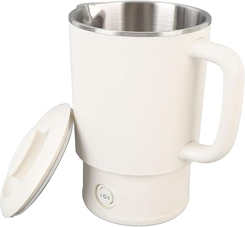 Zunate Hervidor eléctrico portátil de 20.3 fl oz, plegable, hervidor de viaje de acero inoxidable con 2 ajustes de temperatura, calentador de agua