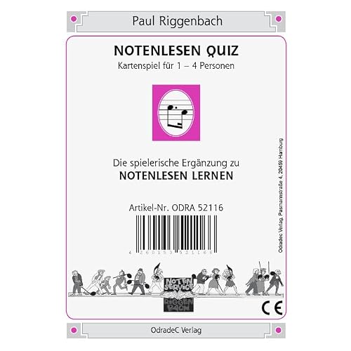 Notenlesen Quiz. Kartenspiel für 1-4 Personen. Die spielerische Ergänzung zu NOTENLESEN LERNEN (Musik lernen)