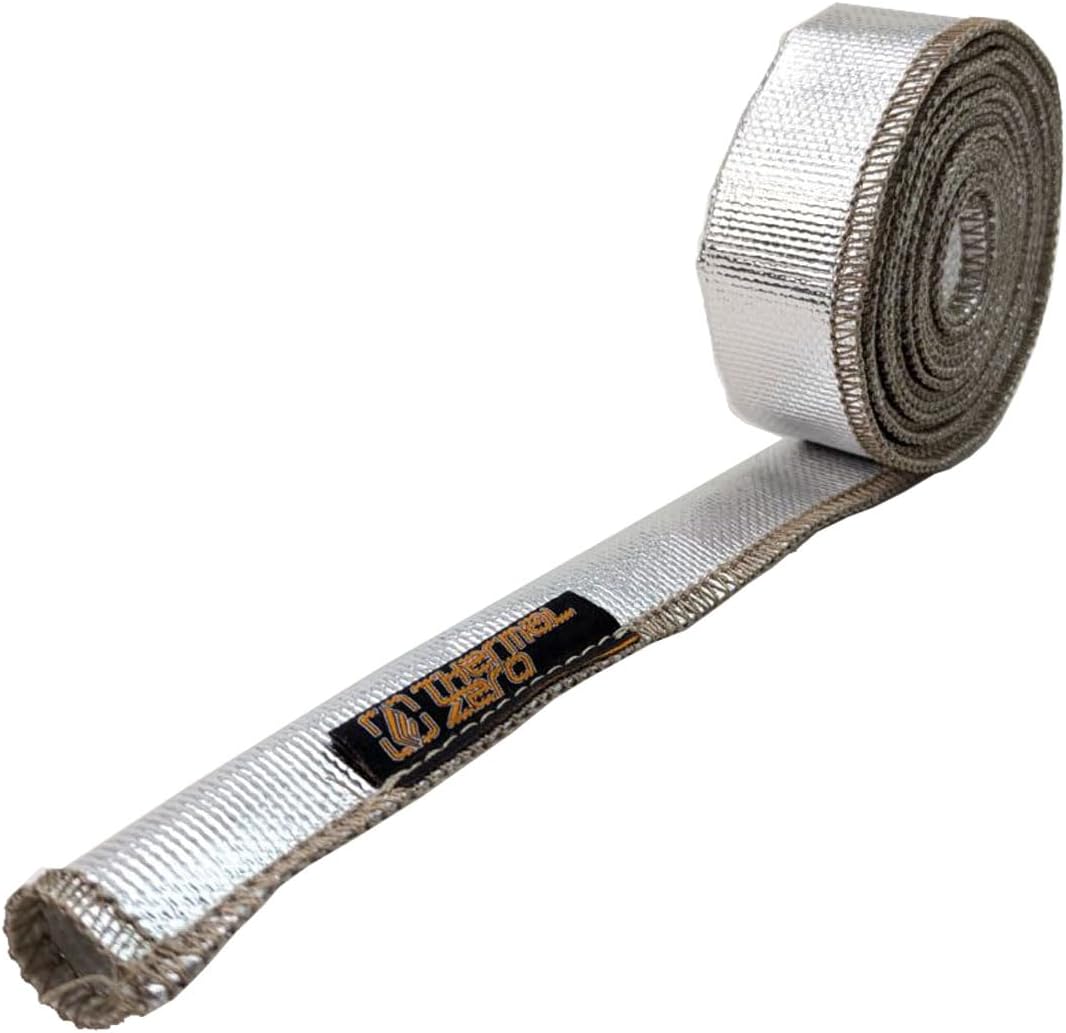 Thermal Zero AHS34120 Sewn High Temperature Heat Protective Sleeve Exhaust Heat Aluminized Heat Sheath 3/4" X 10 Feet Long - Made in USA