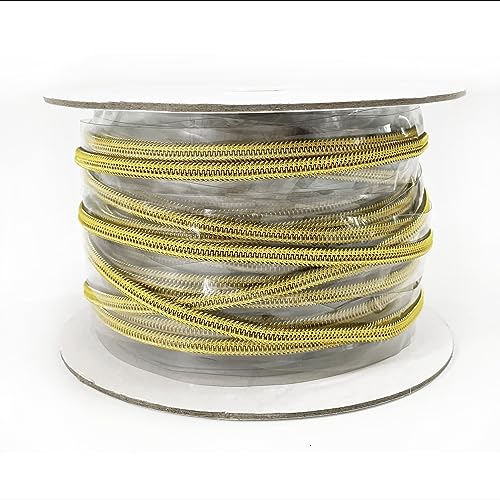 Cremallera Transparente 25 Metros con 10 Cursores Libre Deslizadores de Metal, Cremallera para Coser, Medida 5#, Cremallera Dorada, (999, 5#)