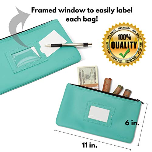 Premium Bank Cash Deposit Cash Bag Set - Security/Safe/Cosmetic/Bankbag/Moneybag/Money Holder - Travel Wallet - Zipper Money Bag - Coin Pouches/Envelopes - Banking Bags - Leather Cash Organizer - Budget Envelopes Set #TOP3