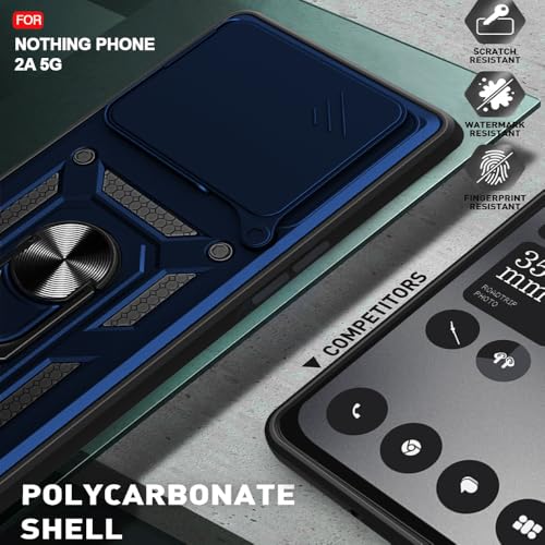 Image of AESTMO Tough Armor Nothing Phone 2A Bumper Back Case Cover | Ring Holder & Sliding Camera Shield Cover | 360 Degree Protection Back Case Cover Nothing Phone 2A (Blue)