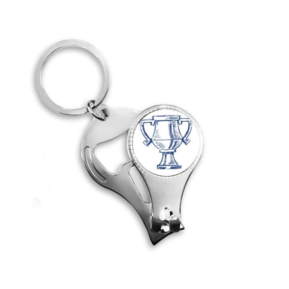 Porte-clés trophée de football bleu, accessoire sport homme