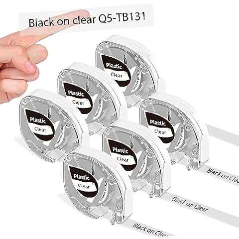 P12 Label Tape Plastic Black on Clear Label Replacement for Dymo LT-100H 200B, Compatible Dymo Letratag Label Maker Refills Clear 12mm 1/2 x 13, Compatible with Phomemo P12 & P12 Pro LT12 Label Maker Cover