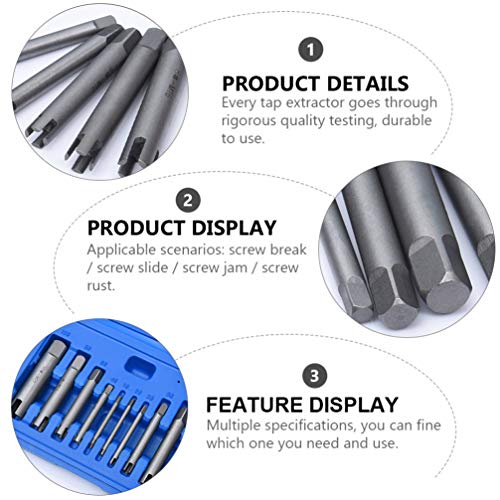 Conjunto de 10 peças de extrator de parafusos danificados Doitool para conjunto de remoção de parafu