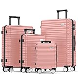 BEOW Luggage Sets 4-Piece (16/20/24/28)" Expandable Suitcases with Wheels PC+ABS Durable Hardside Lu