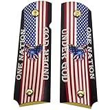 Patriotic American Flag 1911 Full Size Grips - Metal with Ambi Cut, One Nation Under God Design, Screws Included - Fits 1911 Full Size (Government/Commander) and 1911 Clones