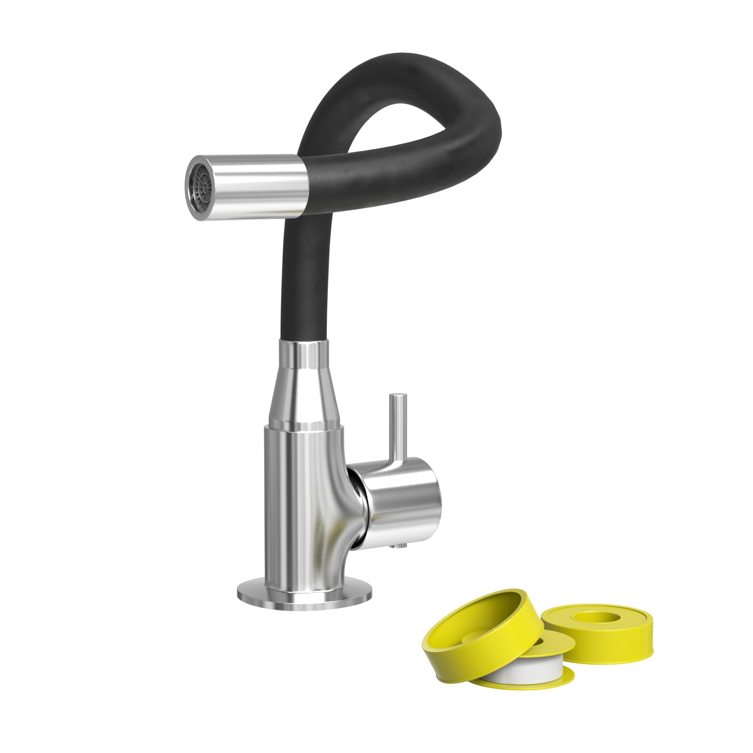 ZAP Swan Neck Single Flow Sink Mixer, 7 Inch Silicone Spout, Single Lever Hot OR Cold Sink Mixer (Black) (B0CB6KY7FH) Amazon Price History, Amazon Price Tracker