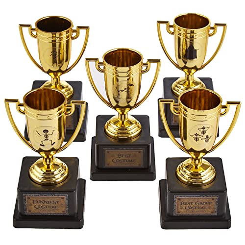 Halloween Costume Contest Trophies, 5-Pack – Customizable Party Awards with 24 Stickers with Categories & Poses - Fun Awards for Home, Work, School & Bar Costume Parties Supplies, Games & Decorations - Thumbnail 3