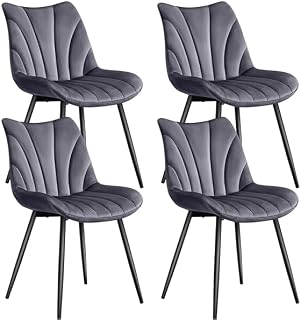 Yaheetech Juego de 2 Sillas de Comedor con Respaldo Sillones sin Reposabrazos con Patas de Metal para Cocina Salón (2, Gris Oscuro)