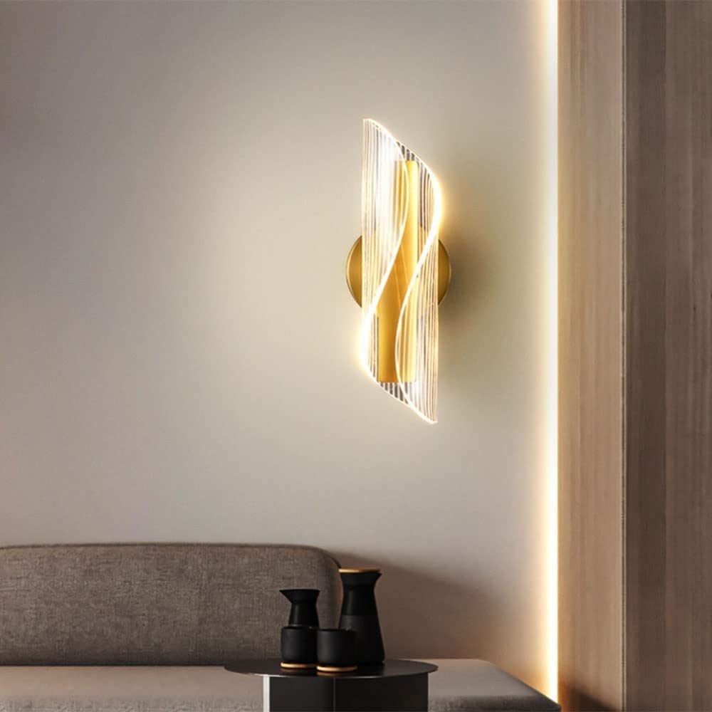 Aplique de pared tricolor de hierro dorado y acrílico moderno para pasillo 8