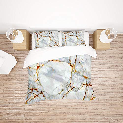 Parure de lit King anti-plis dorée blanche housse de couette 100 % polyester