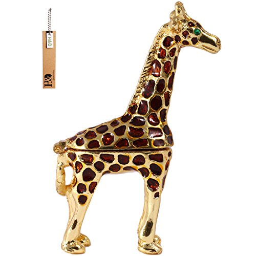 H&D Jewel émaillé à la Main Petite Girafe Figurine Collection Animal Bijou boîte Porte-Bijoux