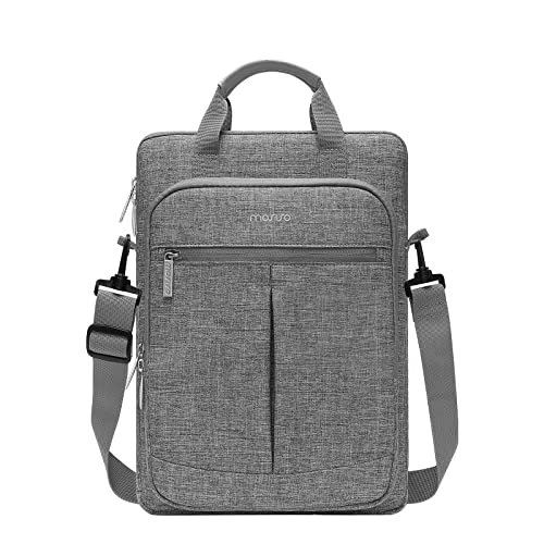 MOSISO Vertical Laptop Shoulder Bag Compatible with MacBook Air/Pro,13-13.3 inch Notebook,Compatible with MacBook Pro 14 inch 2021 2022 M1 A2442 With 2 Front Pockets & 2 Front Decorative Pockets, Gray
