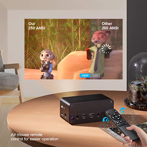 Beamer,Podoor Mini Beamer 250ANSI Lumen 1080P Pocket Projektor Wireless Home Theater Projektoren Btterie Eingebauter 35000 Stunden iOS/Android HDMI Heimkino Party Kompatibel mit PS3 / PS4 / TV Box – Bild 3