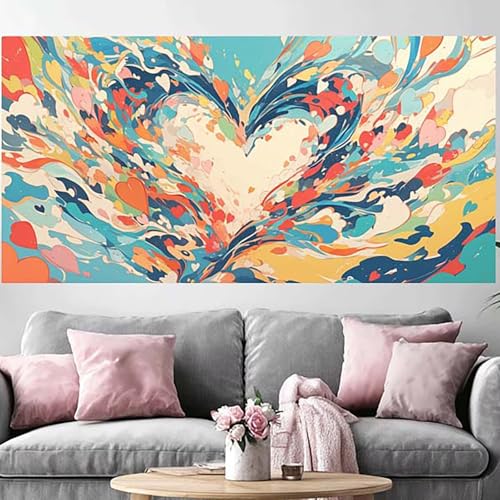 Diamond Painting Cœur Adulte 50x100cm DIY 5D Abstrait Full Drill Kit Broderie O-77G