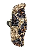 NYFASHION101 Women's Stone Studded Curved Boho Fashion Stretch Ring, Leopard
