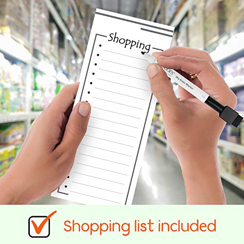 USA Made Magnetic Dry Erase Calendar for Refrigerator with 6 Markers & Magnetic Shopping List – Kitchen Fridge Calendar White Board, Schedule Planner Wall Set - Thumbnail 3