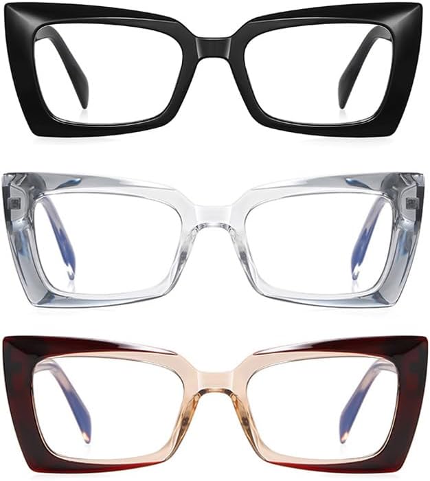 bullabulling Lentes de lectura cuadrados para mujer, bloqueo de luz azul, para hombres y lectores de computadora, de gran tamaño, estilo Oprah