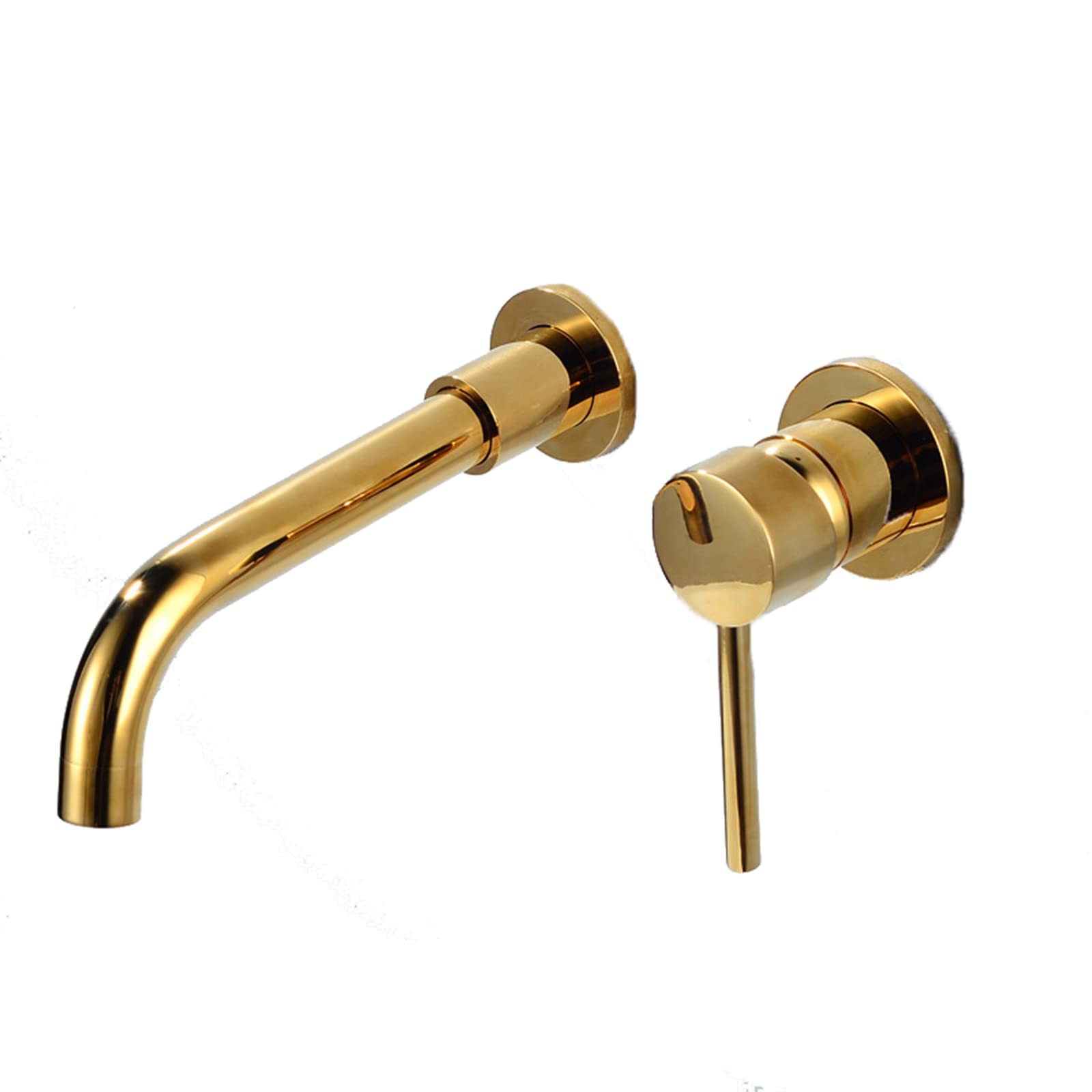 Nvsfzgiyg Gold Wall Mount Sink Faucet Bathroom ,Brass,Hot And Cold,With 360° Swivel Spout,Single Handle Mounted,A(A)