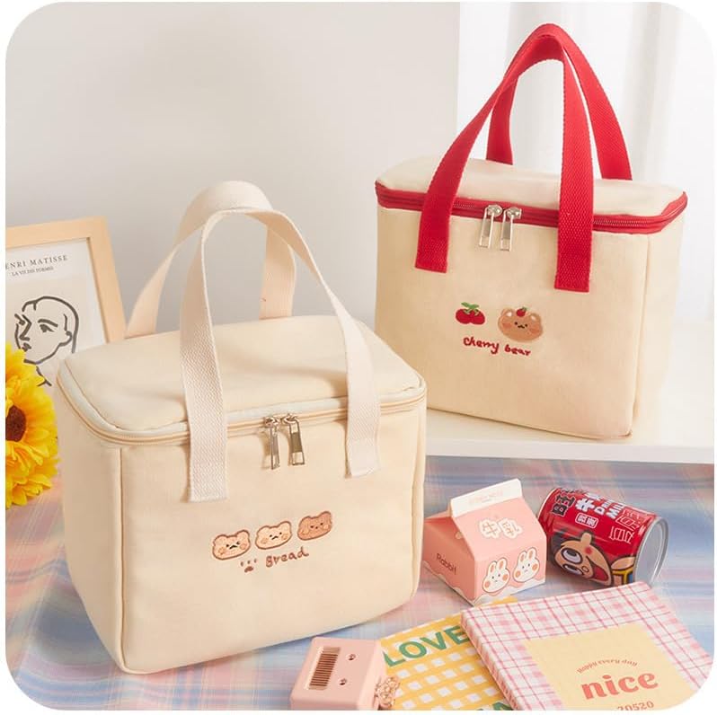 RICHTRUE Kawaii Lunch Bag for Girls Box Insulated Cute Bags Women Kids (Bear- Bucket) - Image 2