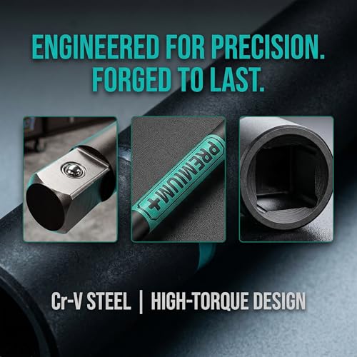 Image of 3PCS 1 /2 inch Extension Bar Set, 17.5'' 24'' 30 inch Drive Impact Extension Bar, CR-V Steel, Narrow and Deep Areas in Automobile Maintenance, Mechanical Assembly or Industrial Operations
