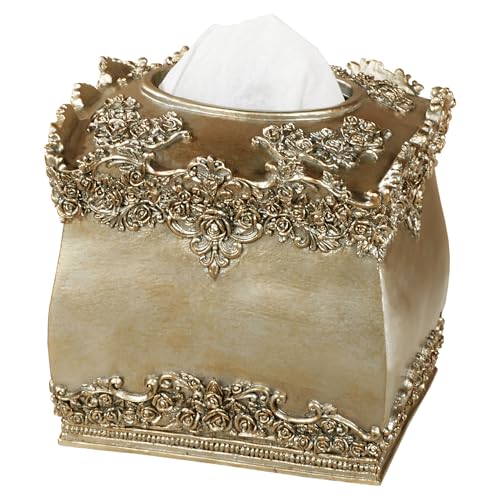 Victoria Rose Satin Gold Tissue Cover for Bathroom or Decorative Display