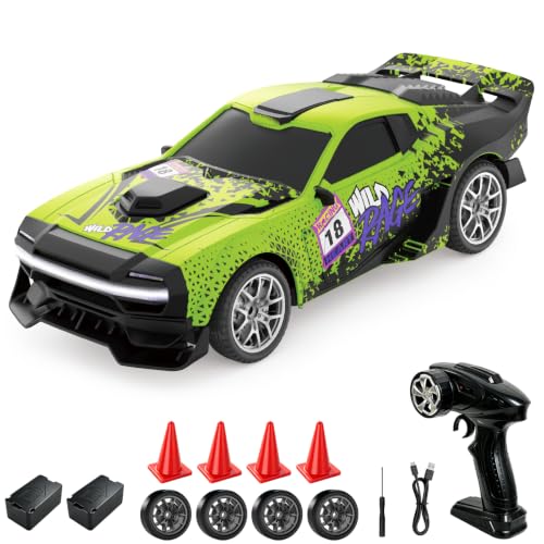 Image of Mostop RC Drift Car, 4WD 2.4GHz Remote Control Car with LED Lights, 20KM/H High Speed, Replaceable Drift & Racing Tires, 2×900mAh Modular Batteries, Gifts for Kids & Adults, Hobby Toy
