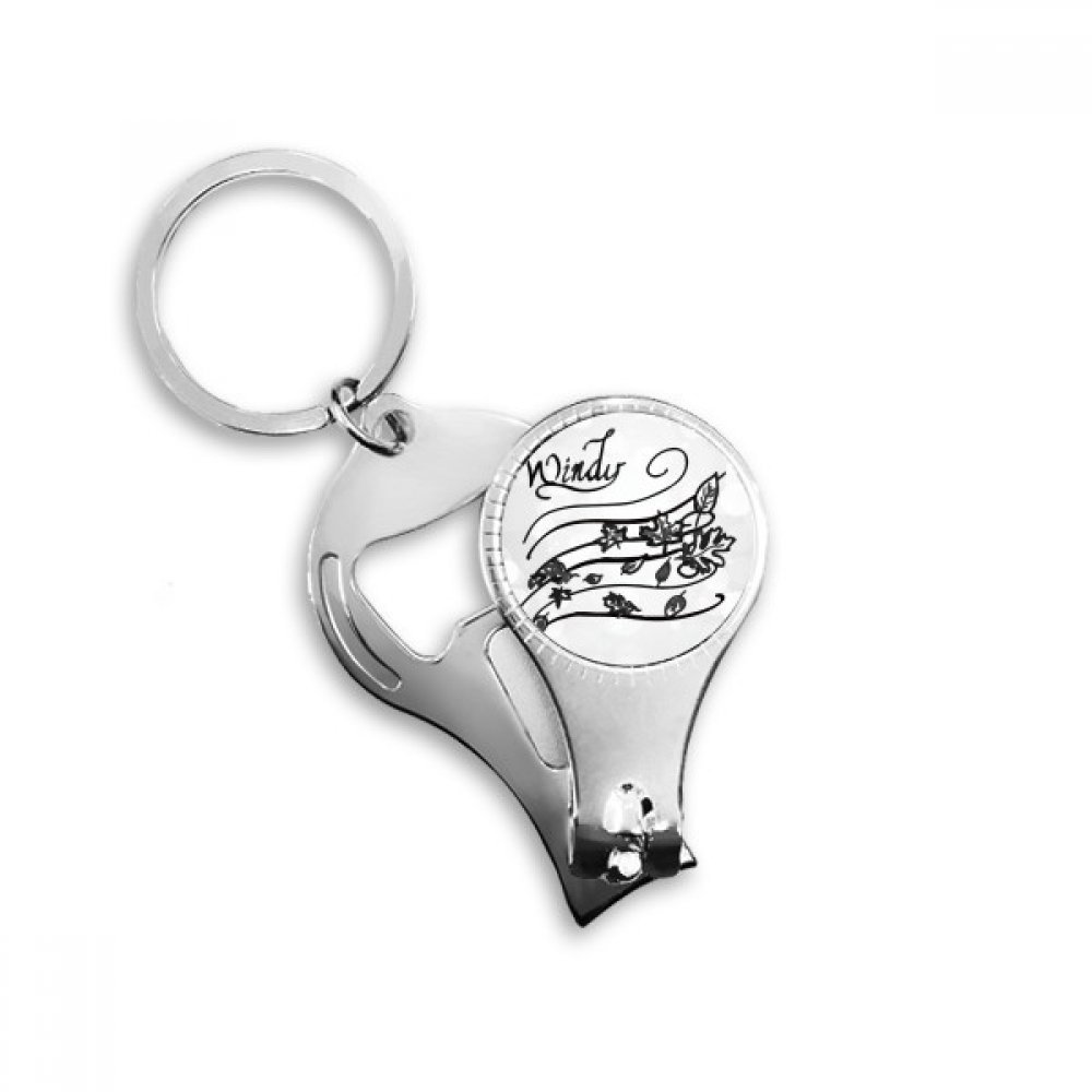 Windy Weather Hand Painted Pattern Nail Nipper Ring Key Chain Bottle Opener Clipper