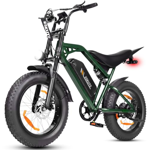 ESKUTE V202 E-Bike für Herren, 20×4 Zoll Fat Tire Offroad Elektrofahrrad mit 48V 20.8Ah Akku, NFC Entsperrung, 80 km Reichweite, Vollfederung MTB für Gelände Schnee Sand