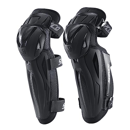 Scoyco 2pcs Motorcycle Knee Shin Guard Pads 3 Sections Adjustable Knee Cap Pads Protector Armor CE Level 2 Long Leg Sleeve Protective Gear for Motorcycle Cycling Racing