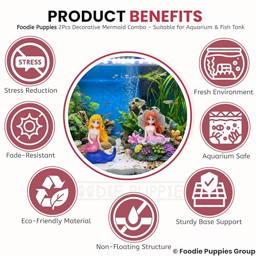Image of Foodie Puppies Aquarium Decorative Ornament Combo of 2 - (Seap & Dolphin Mermaid) | Cute Little Divers for Fish Tank | Creative Aquarium & Terrarium Accessory | Marine Landscape Resin Sculpture