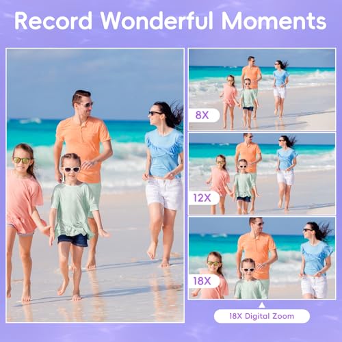 Digitalkamera, 10FT Unterwasserkamera mit 32GB, 2.8'' Dual-Kamera Wasserdichtes Tragbares Kompaktkamera, 18X Digitalzoom für Kinder Teenager Anfänger Erwachsene