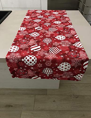 1KDreams Tischläufer Weihnachten, edles Design, Sterne, roter Hintergrund, Shabby Chic (50 x 140 cm) Cover