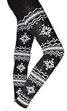 Lace Poet Thick Warm Snowflake Nordic Sweater Pants/Leggings ,Size: XS-L, black