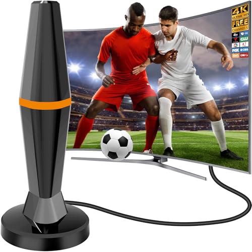 Smart TV Antenna for Local Channels,TV Antenna Indoor for Long Range 360° Reception, Digital Antenna for Easy Installation and All Smart/Old TVs, Supports 4K 1080P HD/VHF/UHF