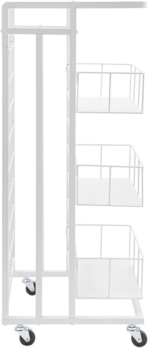 32 Can Spray Paint Rack Organizer with Wheels, 8 Tier Spray Paint Storage Rack, Rolling Aerosol Can Cart Bottled Water Storage Rack for Garage Shop Craft Workroom (White)