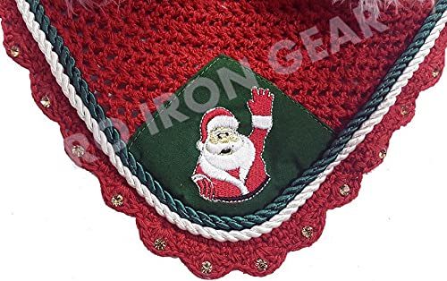 RIDING GEARS Santa Claus Horse Ear Bonnet/Net/Hat/Hood/Mask Fly Veil Christmas Gift In 2 Styles (FULL, Forehead Santa)