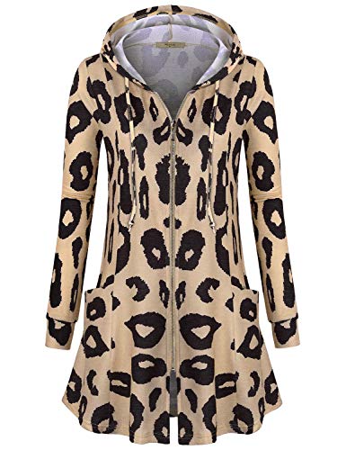 Image of Miusey Womens Zip Up Long Hoodie Jacket Lightweight Tunic Sweatshirt Open Front Cardigan