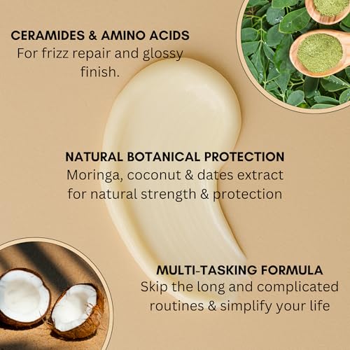 Image of Herbal Frizz Control Conditioner for Dry, Damaged & Frizzy Hair 250mL | Moringa, Dates & Fermented Coconut Extract | Deep Hydration & Smoothness | Herbal Conditioner for Men & Women