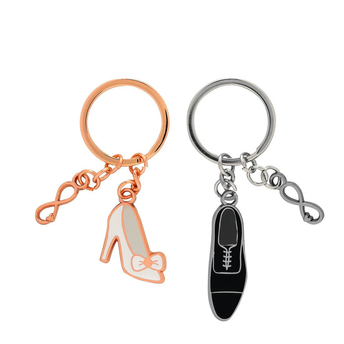 GRUSS & CO Wedding Couple Keyring | Gift Set with 2 Figural Pendants on Gift Card | Wedding Gift for Couples for Two, multicoloured, Länge 8,4 cm, Motif shoes